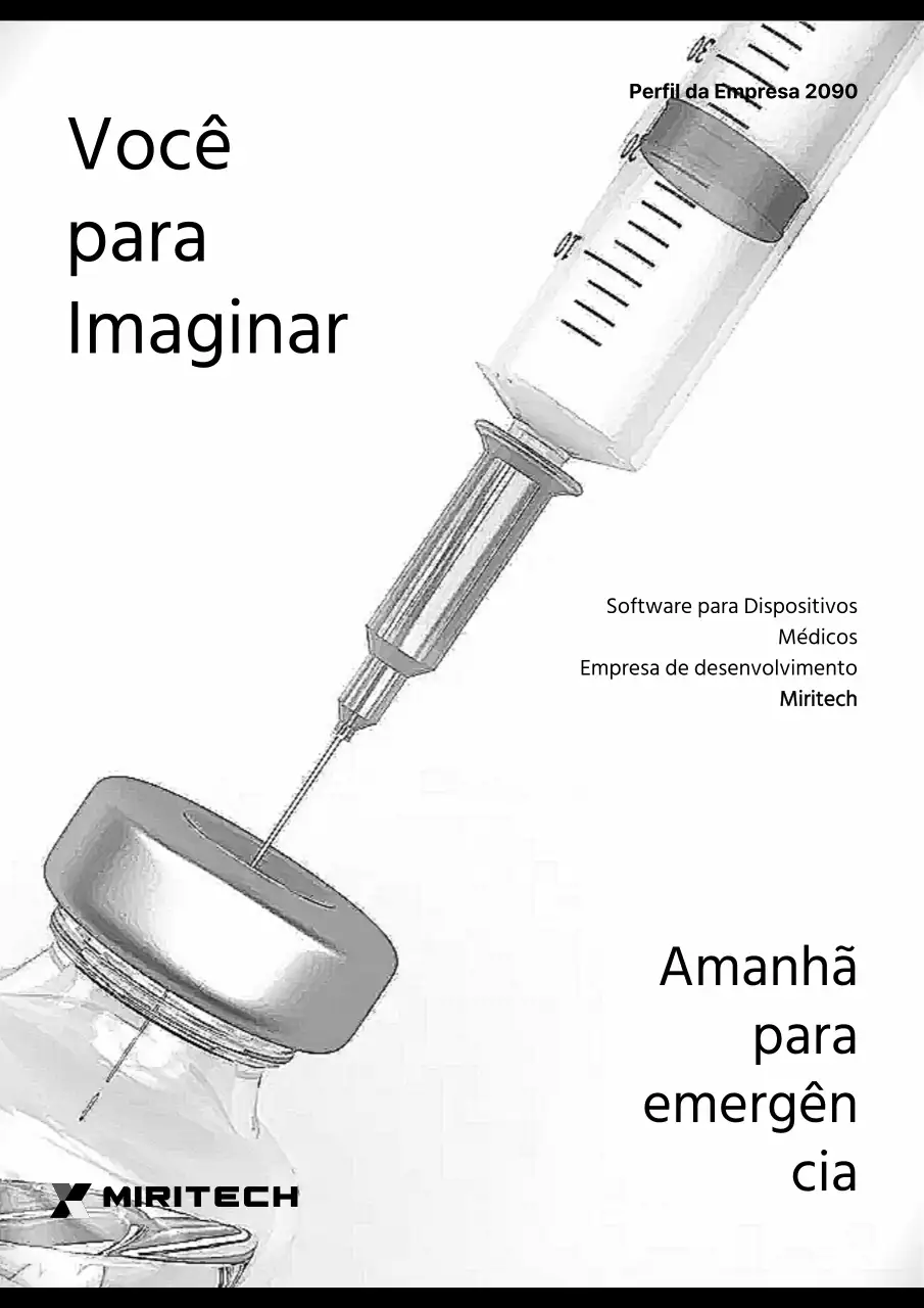 Um perfil simples de empresa de desenvolvimento de dispositivos médicos a preto e branco