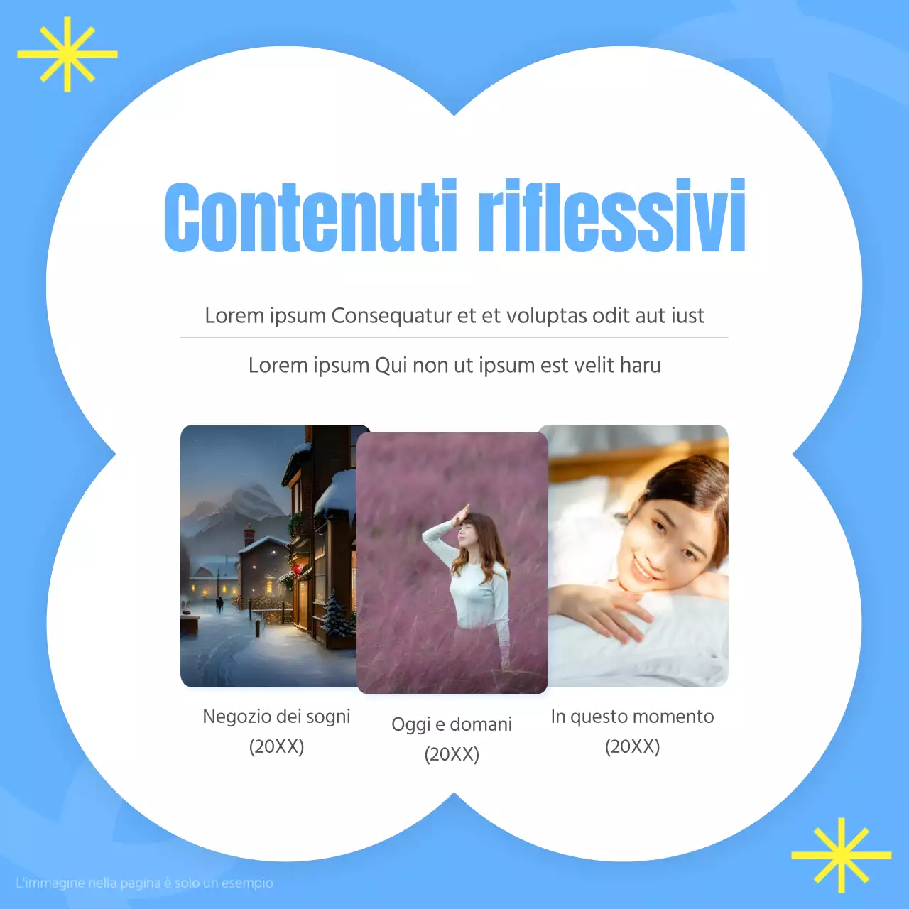 Una guida di consulenza kitsch in azzurro e giallo