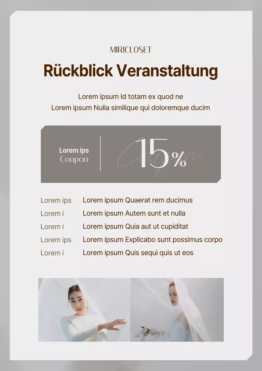 Einfache Bewertungen in Weiß und GrauWerben Sie für Ihre Veranstaltung