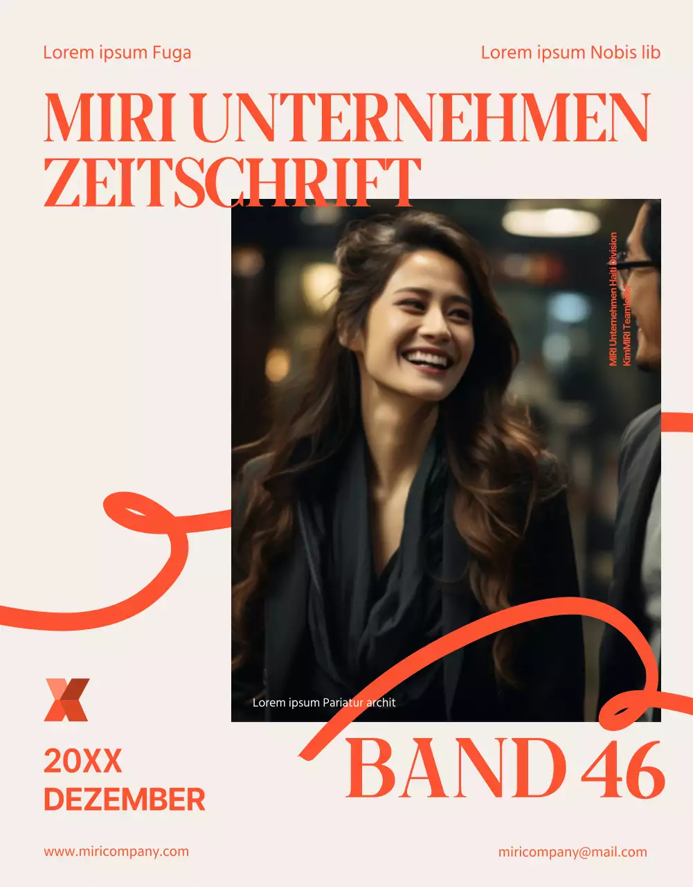 Eine hübsche orange-beige Firmenzeitschrift