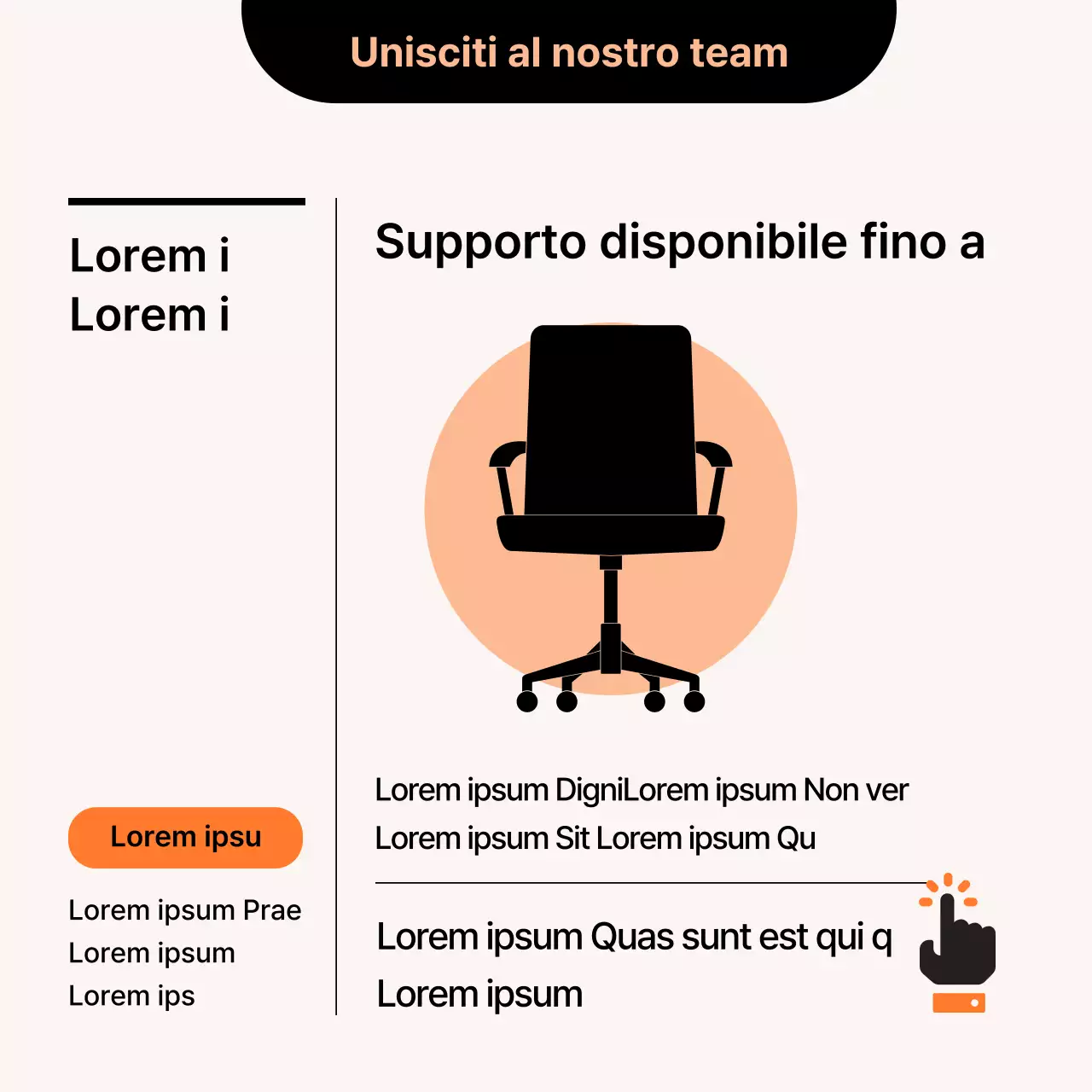 Una semplice scheda di reclutamento arancione e neraNews