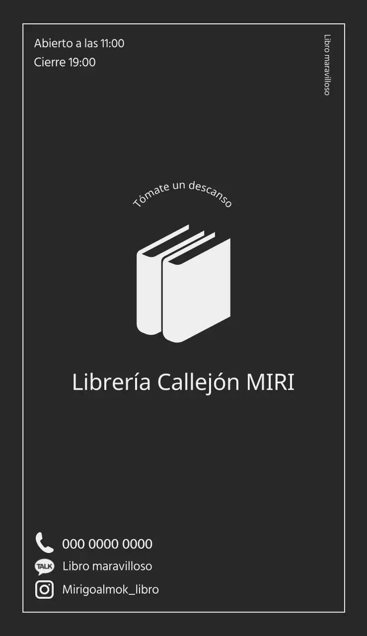 Señalización de la librería con el logotipo del libro sobre fondo gris