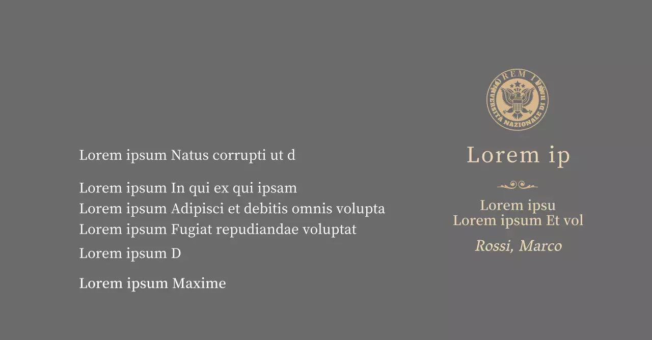 Lussuosa targa di laurea con logo della scuola e finiture in oro