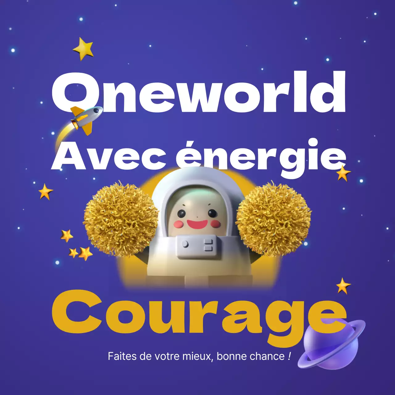 Un joli poste de pom-pom girl bleu marine et jaune pour les candidats à l'examen