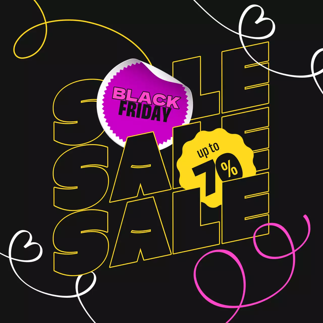 Black Trendy Sale Promotion Social Media Post