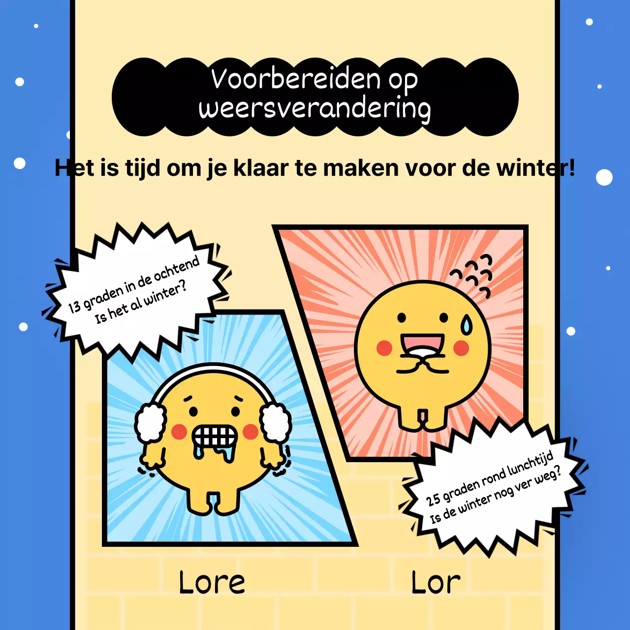 Een trendy wintergids met een blauwe achtergrond