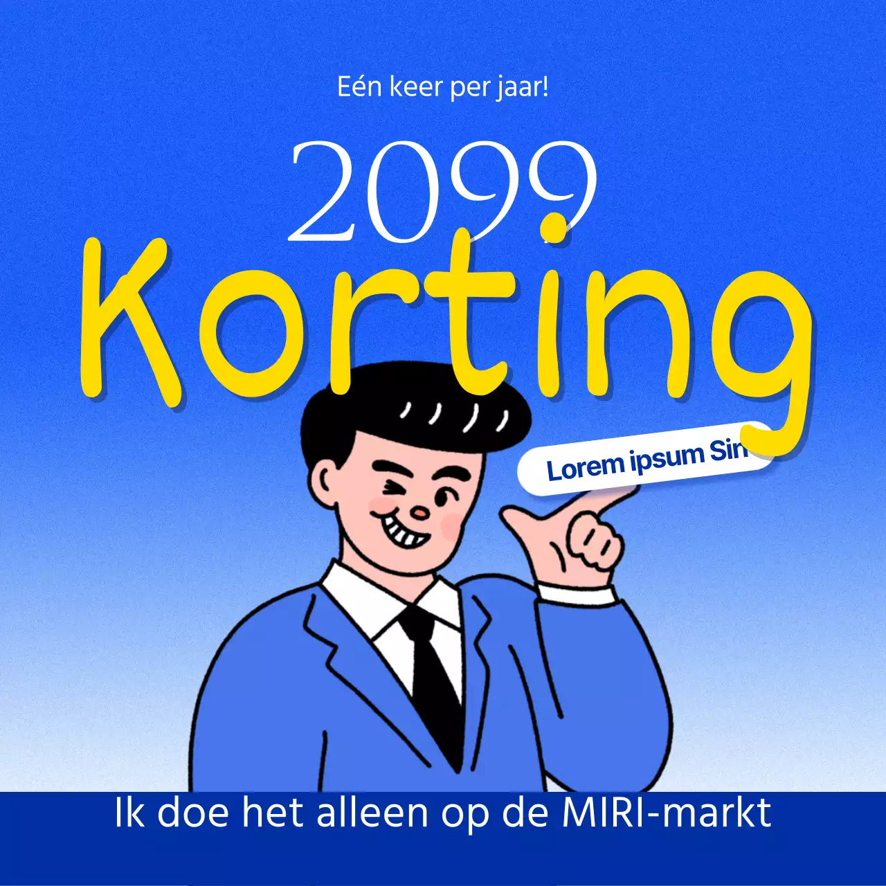 Een parodie op blauwe en gele kortingsaankondigingen promoten