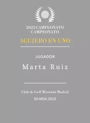 Placa de ganador de hoyo en uno con bola de golf e ilustración de corona de laurel