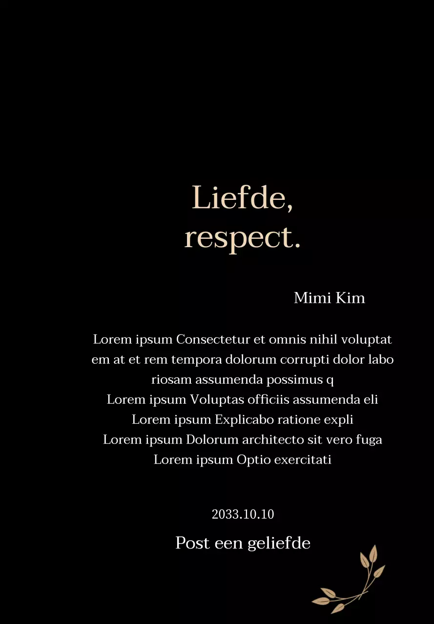 Classy bedankbord met goud en bladeren