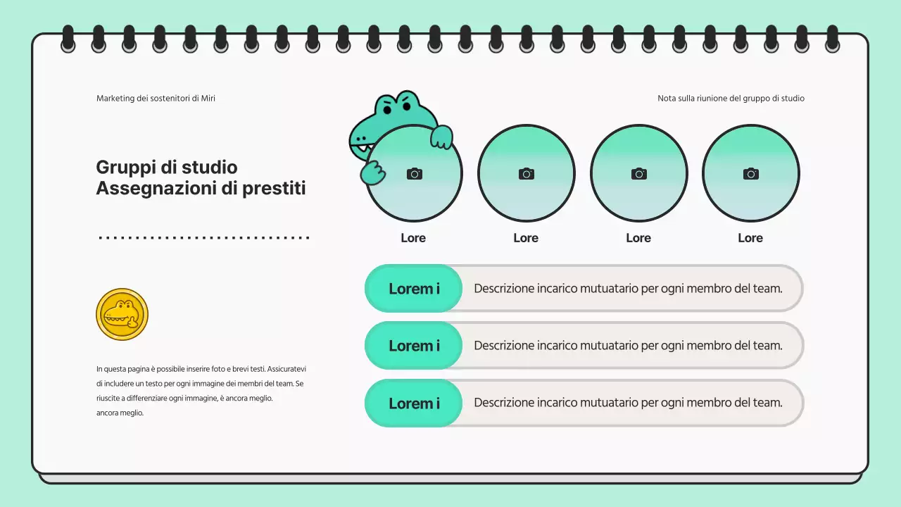 Presentazione di riunione di studio minimalista in menta e nero