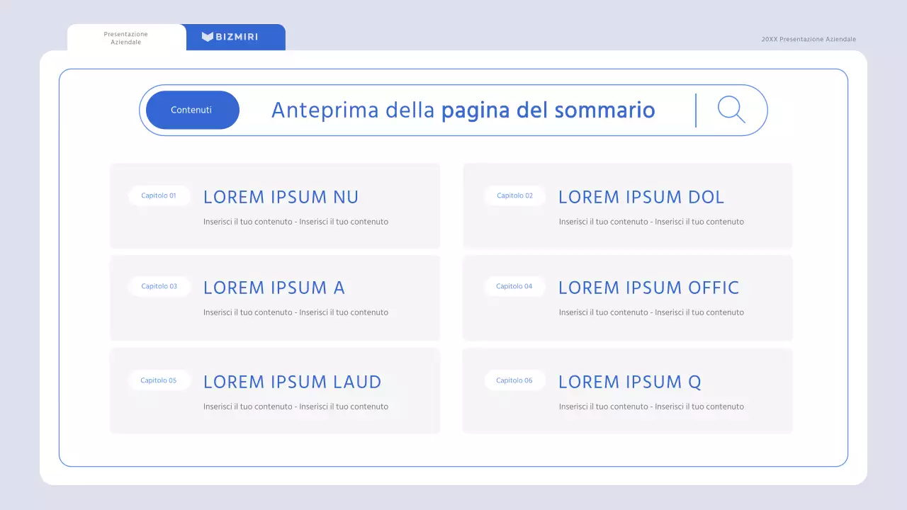Una ricerca di mercato minimalista in azzurro