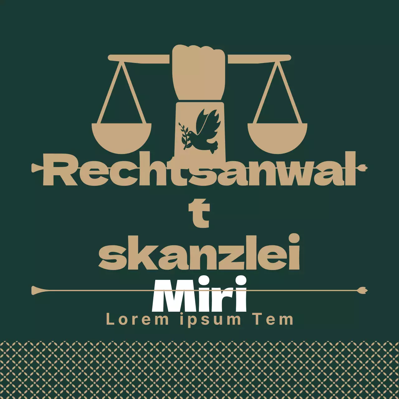 Werbung für eine moderne Anwaltskanzlei in Khaki und Gold