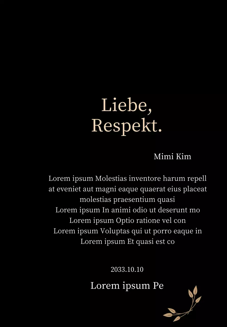 Edle Danksagungstafel mit Gold und Blättern