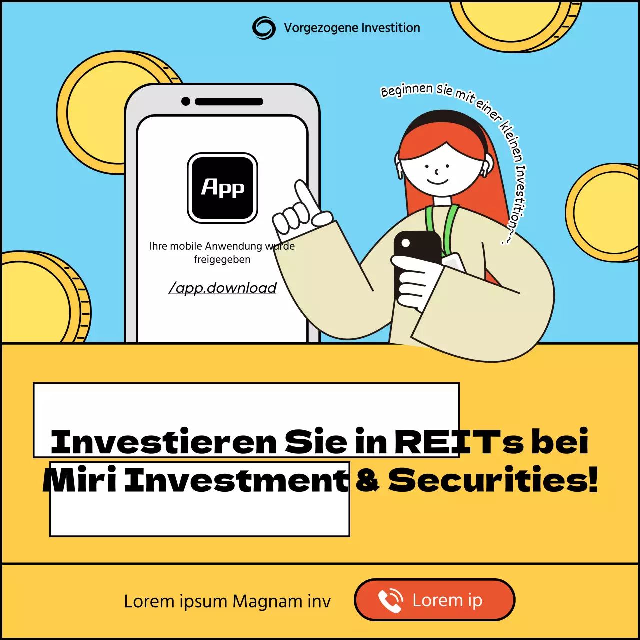 Ein einfacher gelber und hellblauer Leitfaden für Investitionen in Immobilien-REITs