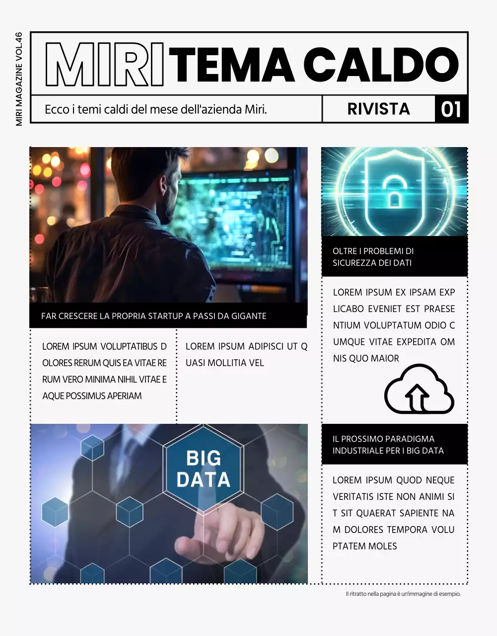 Rivista aziendale moderna in grigio e nero