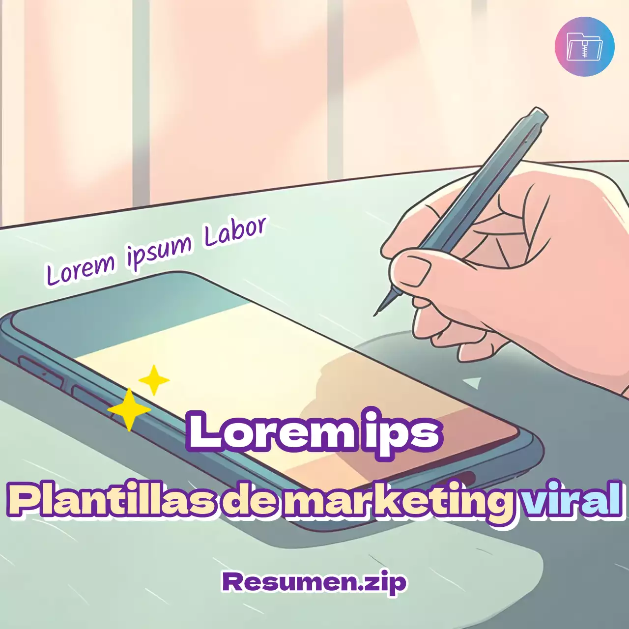 Moderna propuesta de diseño de marketing viral en morado y marfil