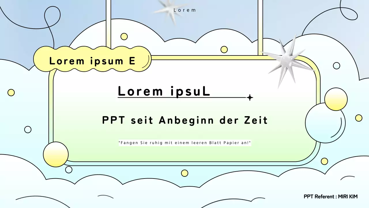 Kitschige Angebotspräsentation mit hellblauem und gelbem Hintergrund