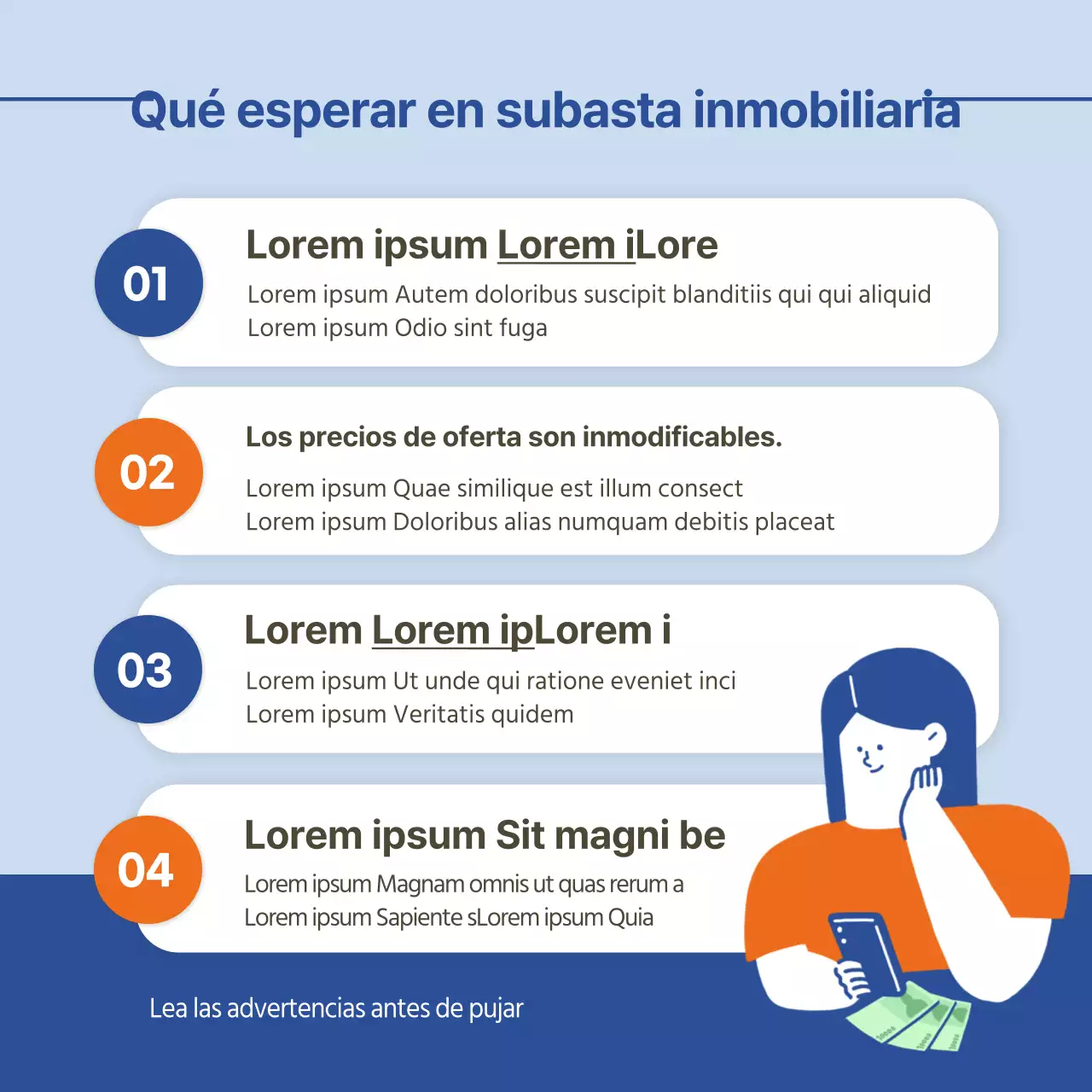 Una sencilla guía naranja y azul de las subastas inmobiliarias