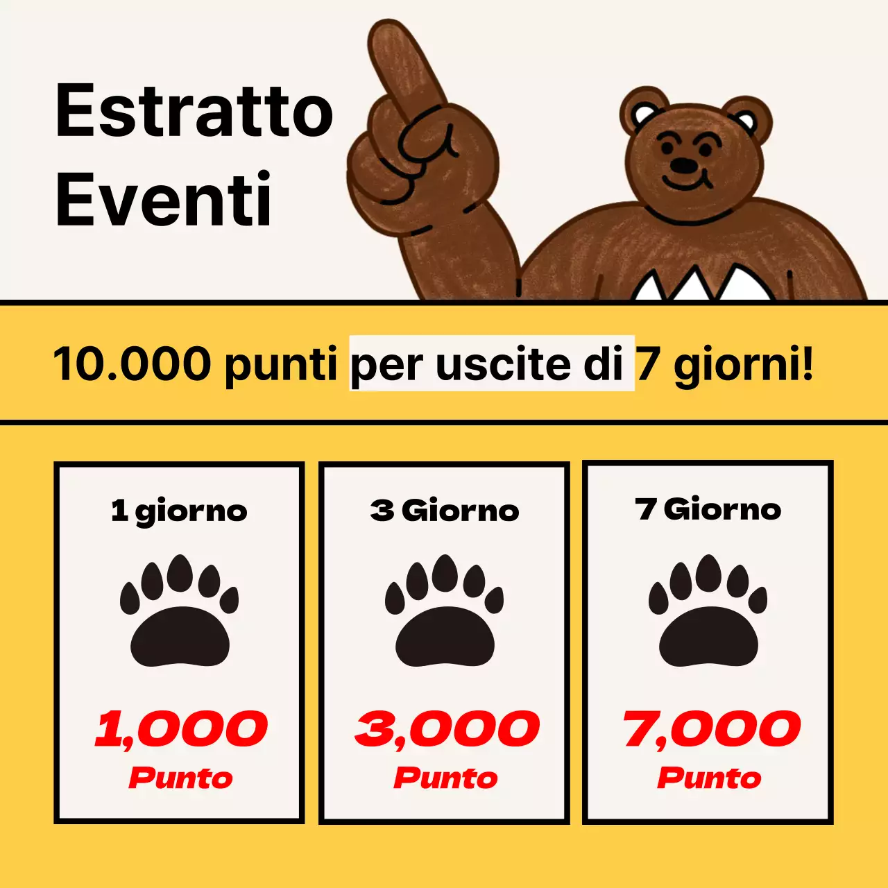 Annuncio kitsch di un evento con assegno di presenza giallo