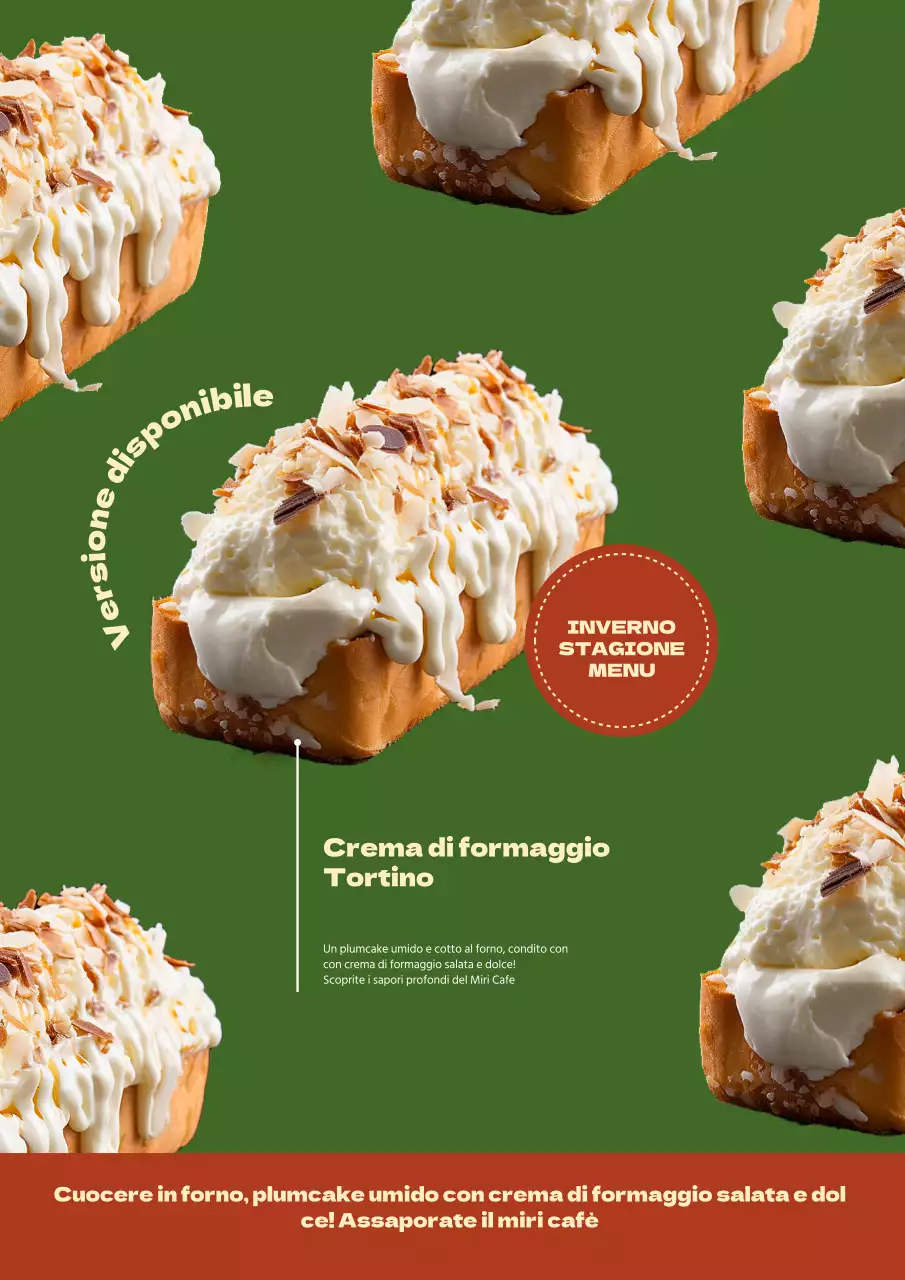 Promuovere un menu di dolci natalizi vintage con sfondo rosso e verde