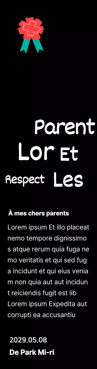 Calligraphie de la fête des mères avec illustration d'un œillet rouge