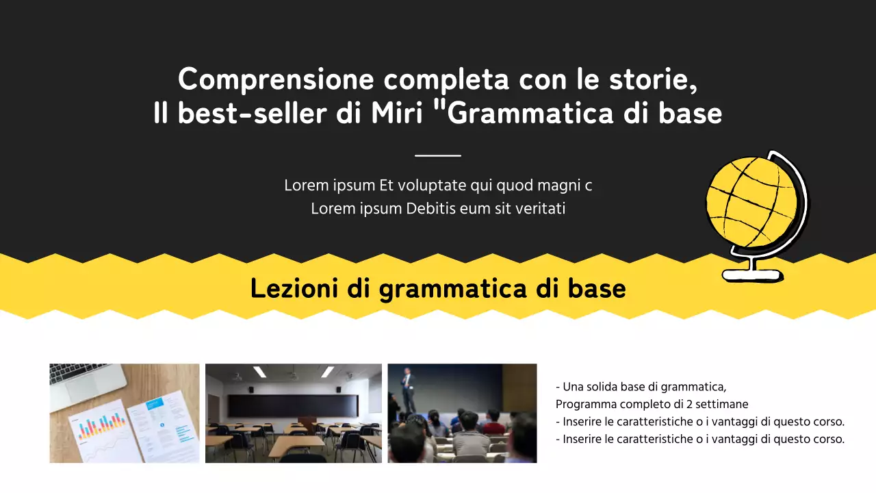 Guida all'apprendimento moderno in giallo e nero