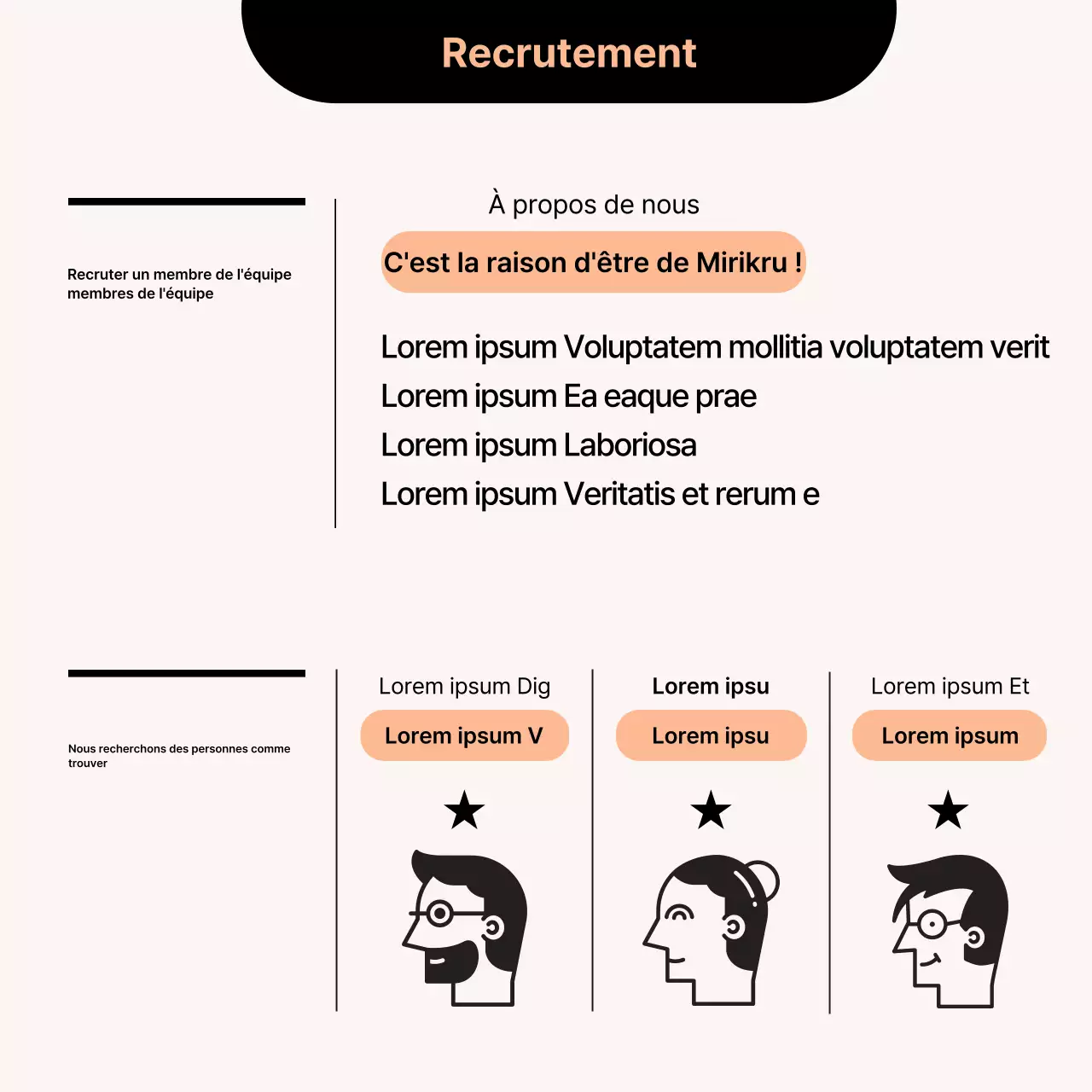 Une simple carte de recrutement orange et noireNews