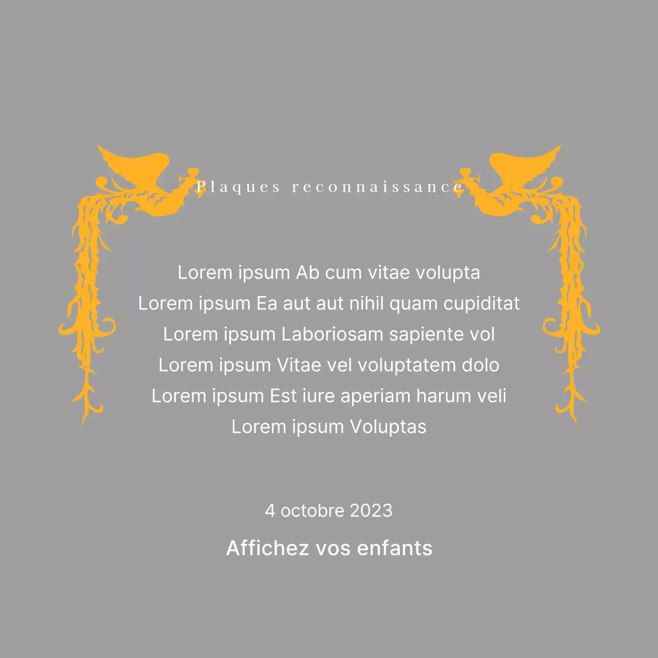 Plaque de remerciement sur le thème de la fête des mères avec illustration d'un phénix