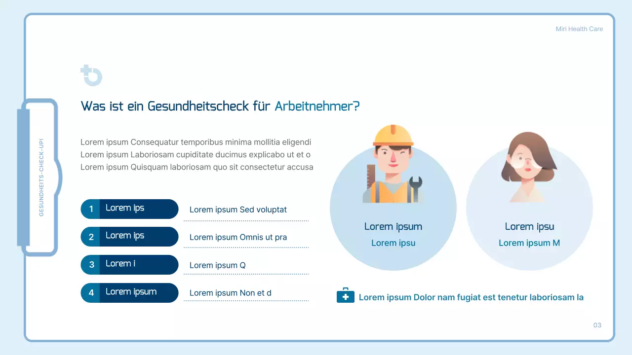 Ein einfacher, hellblauer Leitfaden für Gesundheitschecks bei Mitarbeitern