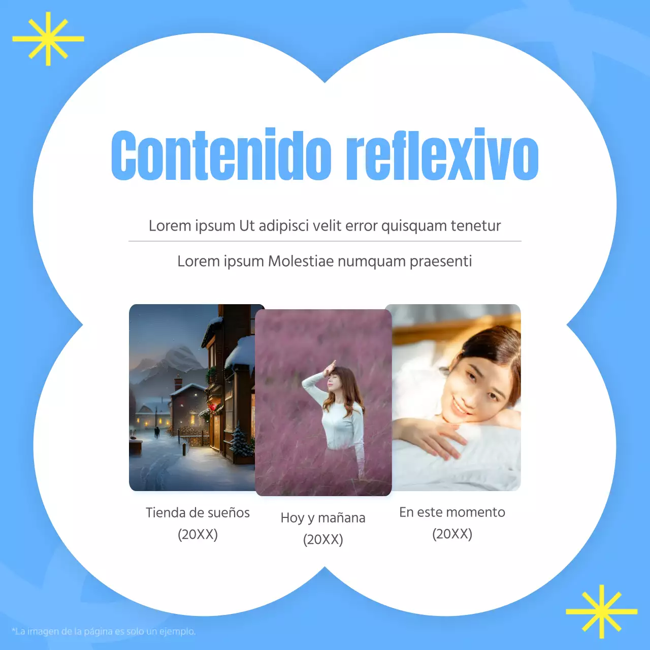 Una guía de consejos kitsch en azul claro y amarillo