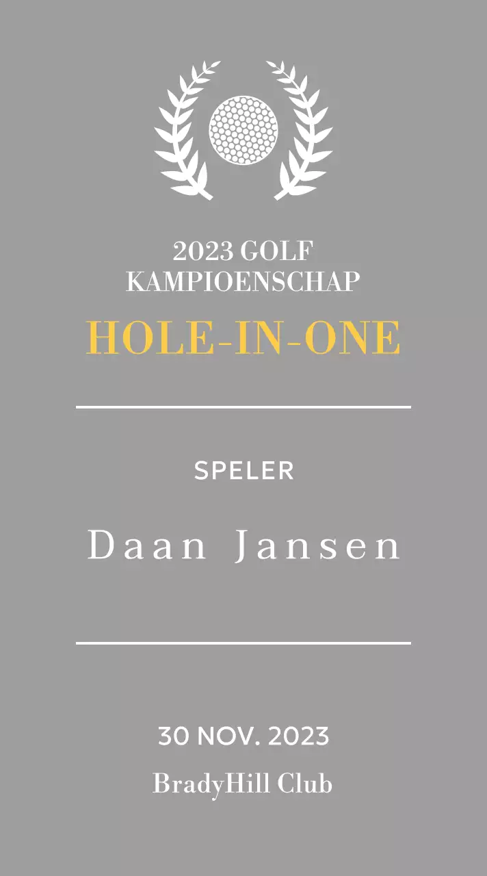 Golf hole-in-one winnaar plaquette met golfbal en lauwerkrans illustratie