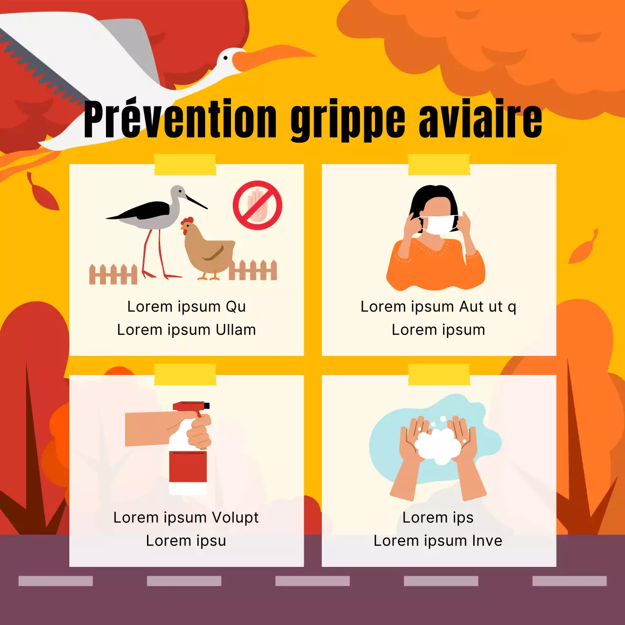 Un guide pour la sécurité de la faune naturelle en orange et jaune