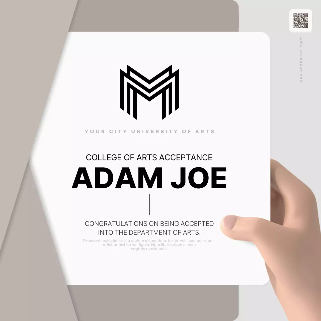 Beige Modern College Invitation Social Media Post