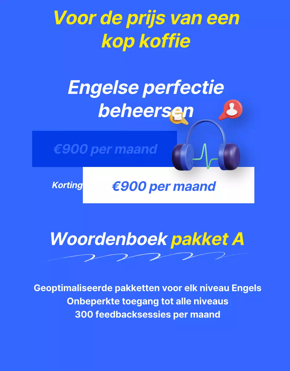 Een kitscherige blauw met gele Engelse les promoten