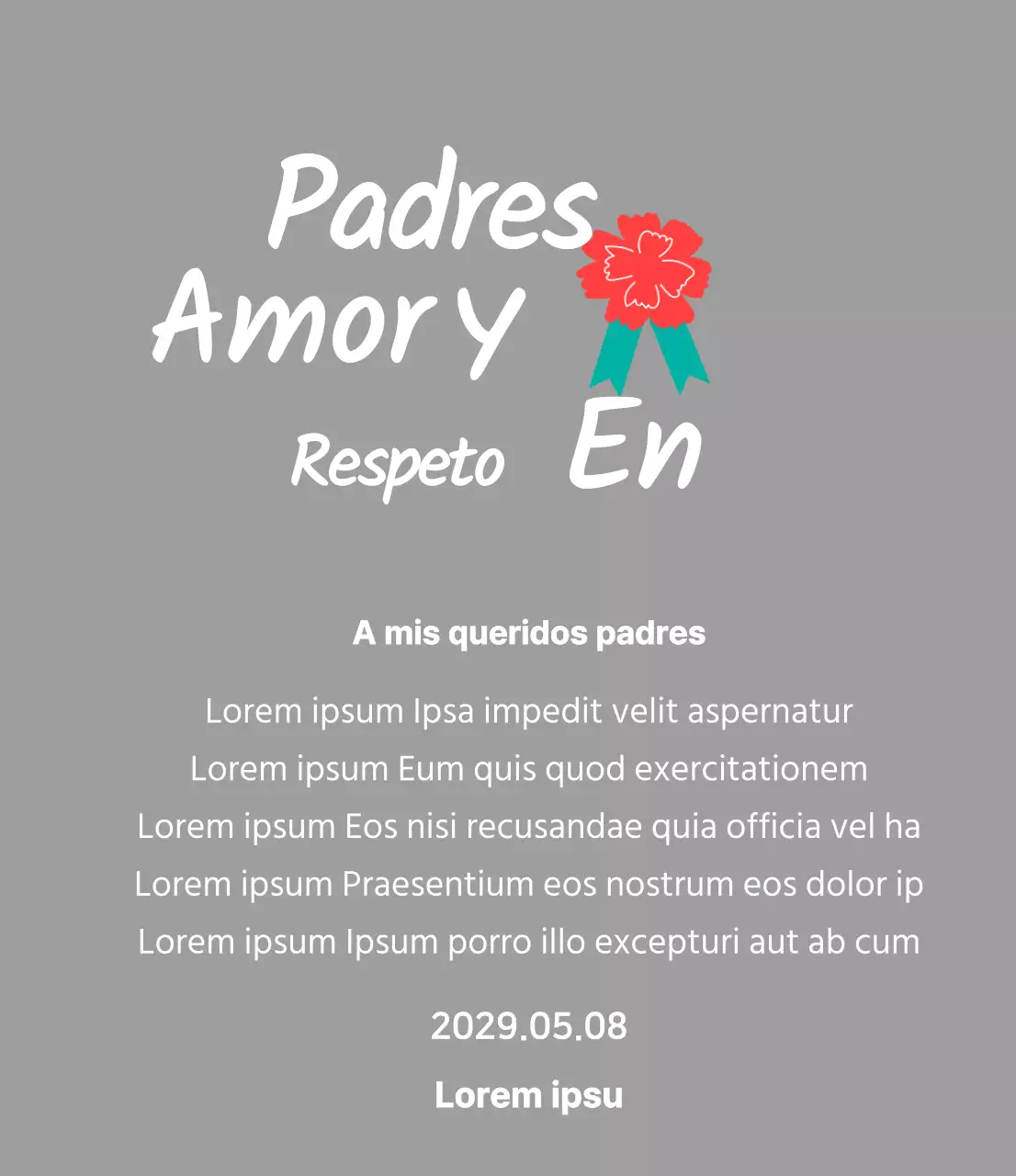 Caligrafía del Día de la Madre con ilustración de clavel rojo