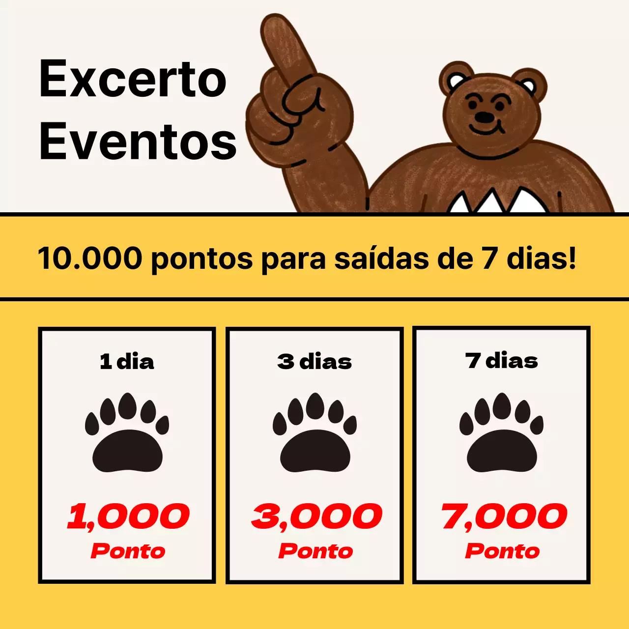 Anúncio de evento com cheque de presença amarelo