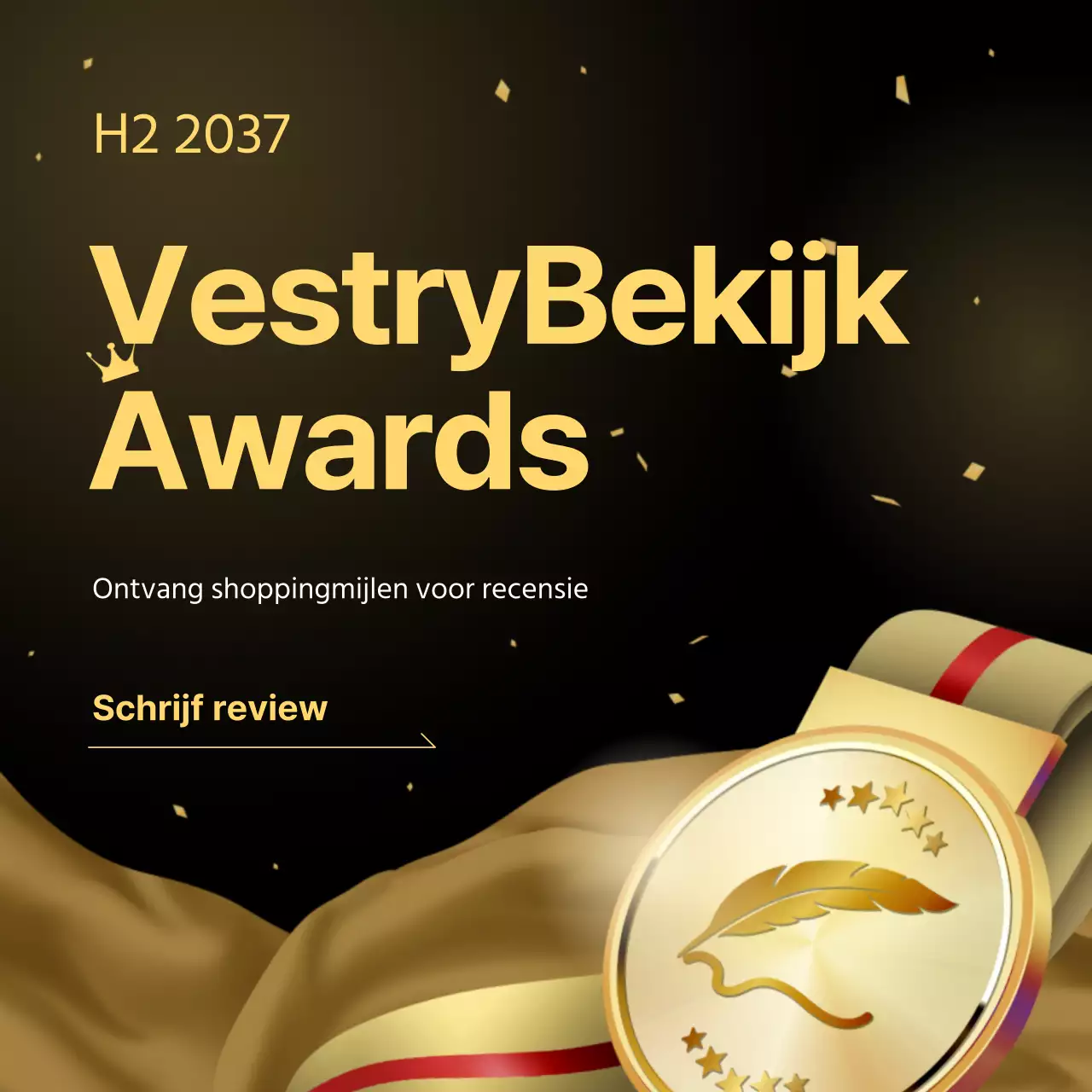 Promoot een luxe recensie-evenement in goud en zwart