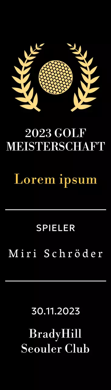 Golf Hole-in-One-Spieler-Siegerplakette mit Golfball und Lorbeerkranz Illustration