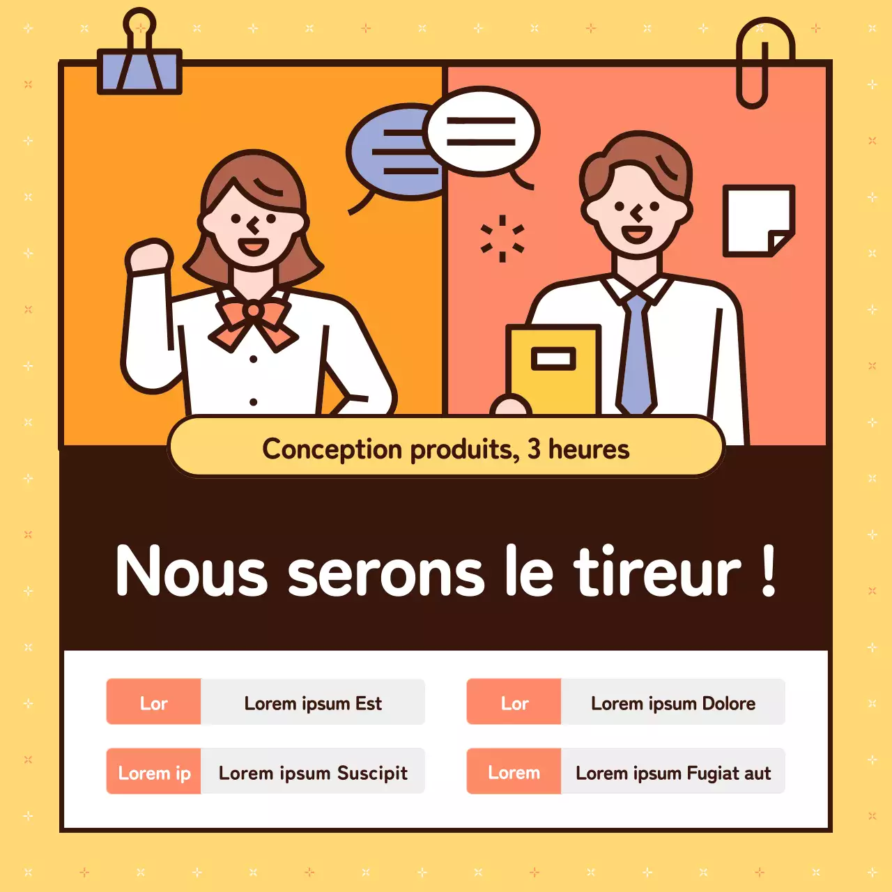 Promouvoir des ateliers simples en jaune et orange