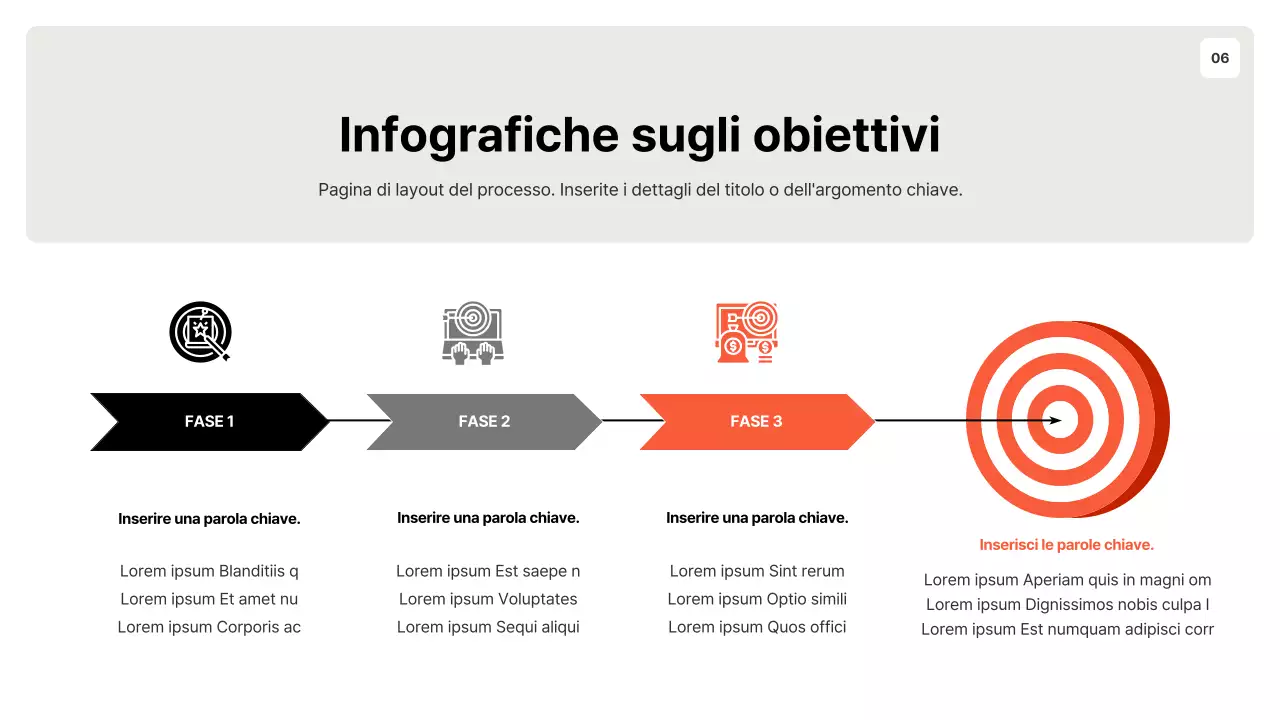 Un semplice planner arancione e grigio per la definizione degli obiettivi