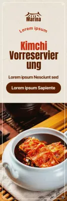 Vorverkaufsaktion mit einem Bild von Kimchi mit roten Akzenten auf einem cremefarbenen Hanji-Hintergrund