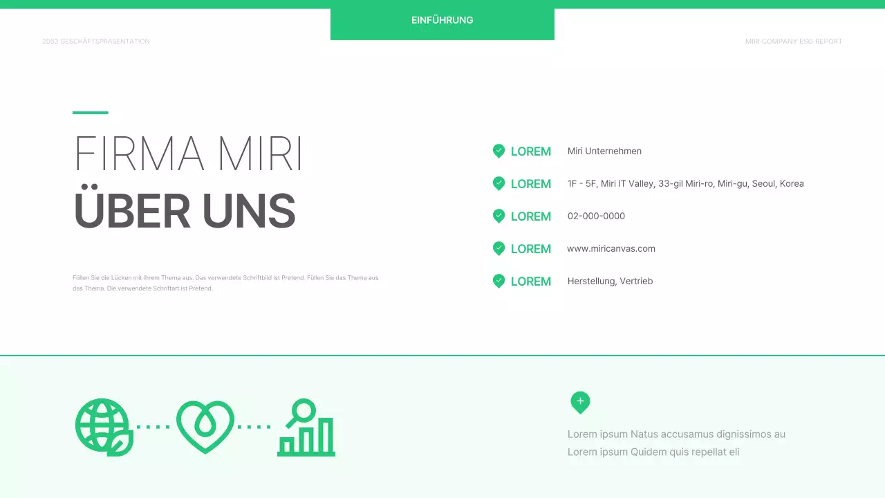 Ein einfacher ESG-Bericht für Unternehmen in Chartreuse und Weiß