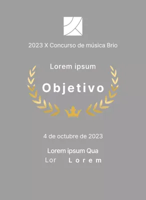 Placa del ganador del concurso conceptual con líneas de laurel e ilustración de una corona