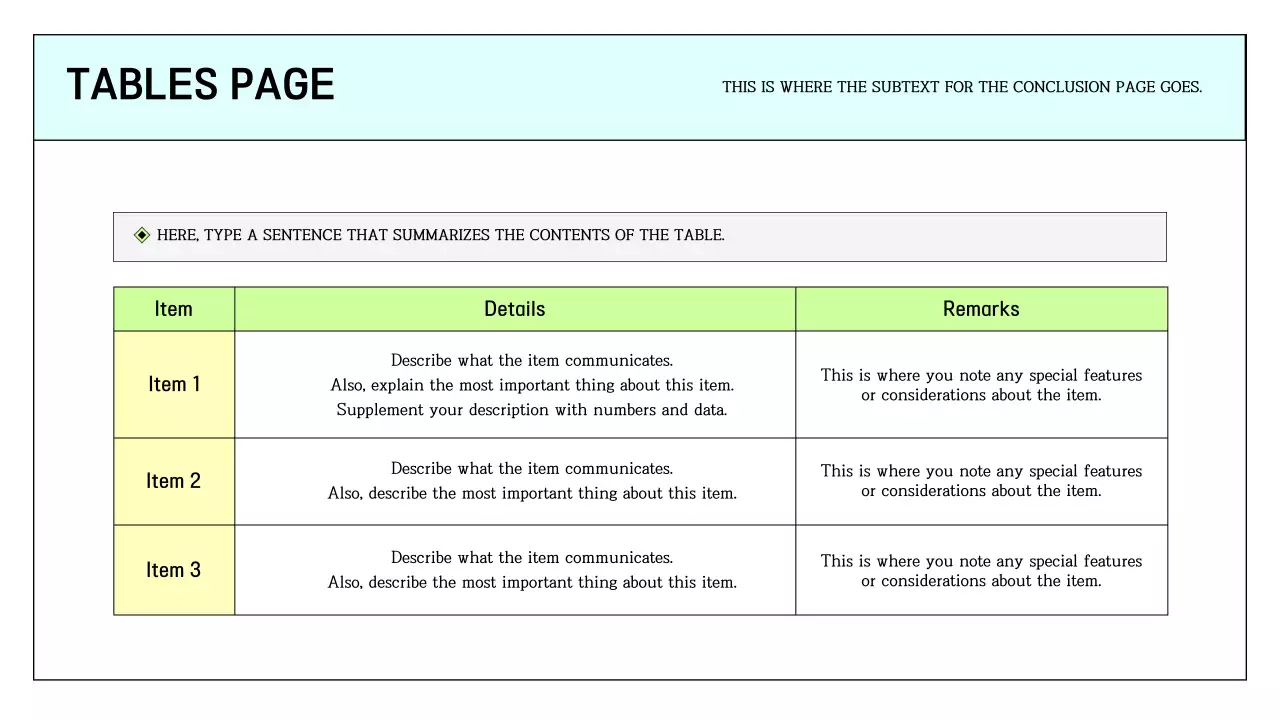 A simple printable report in light blue and chartreuse