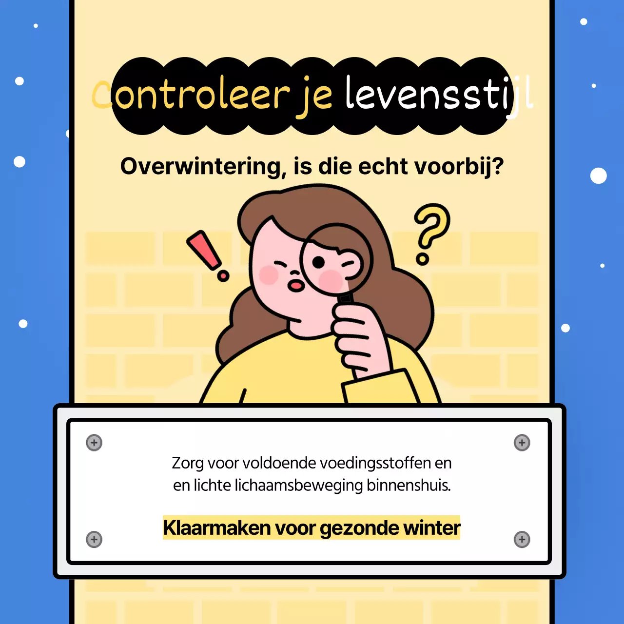 Een trendy wintergids met een blauwe achtergrond