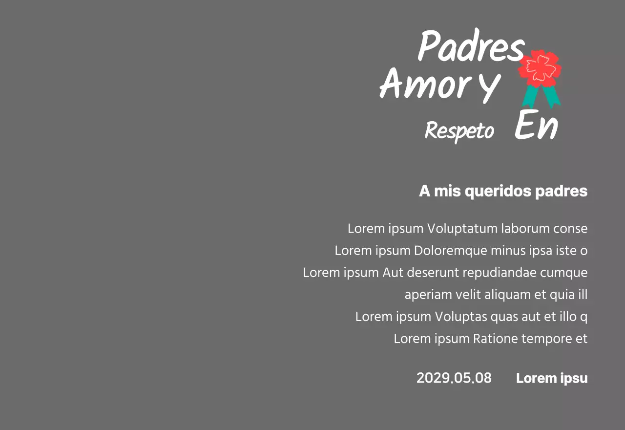 Caligrafía del Día de la Madre con ilustración de clavel rojo