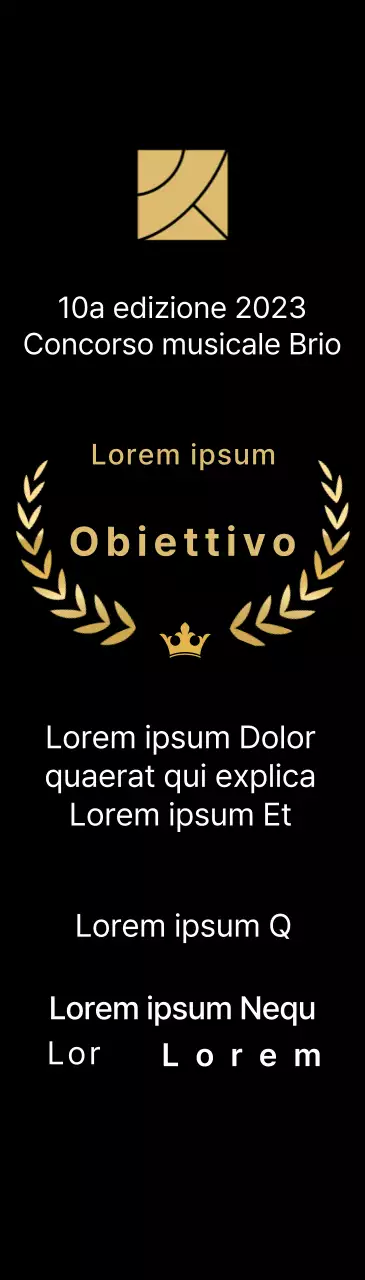 Targa per il vincitore del concorso con illustrazione delle linee di alloro e della corona