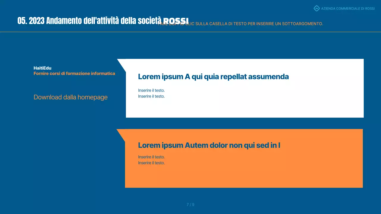 Una semplice scheda di valutazione blu e arancione