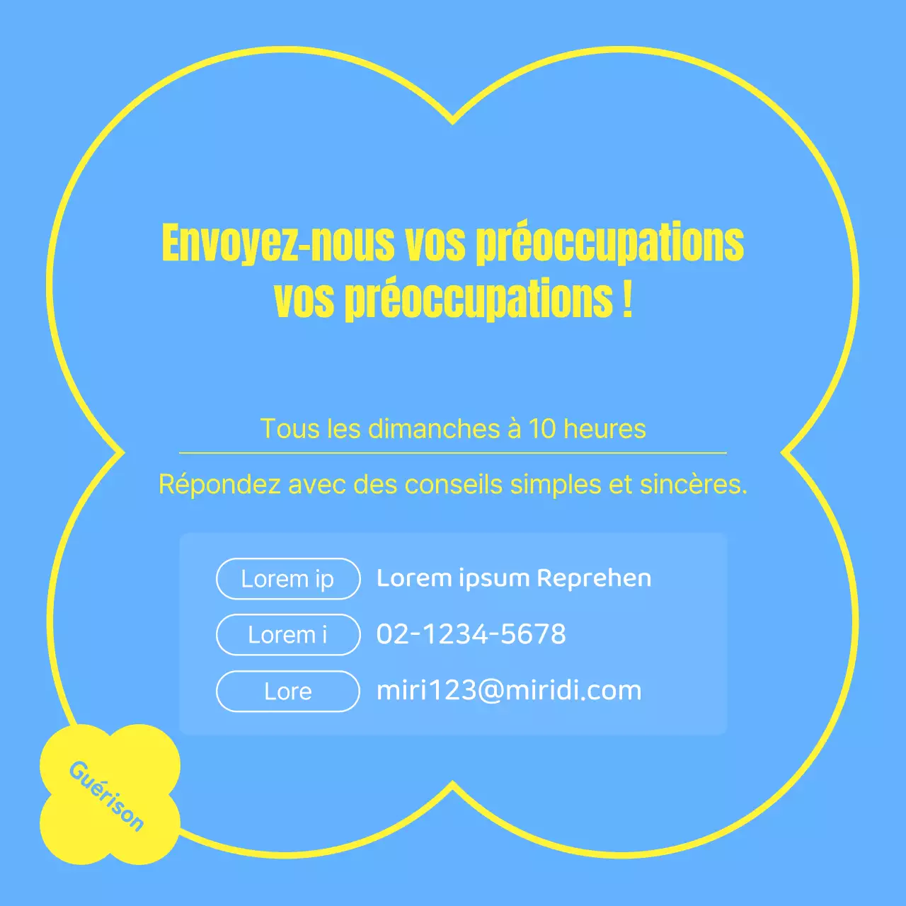 Un guide de conseils kitsch bleu clair et jaune