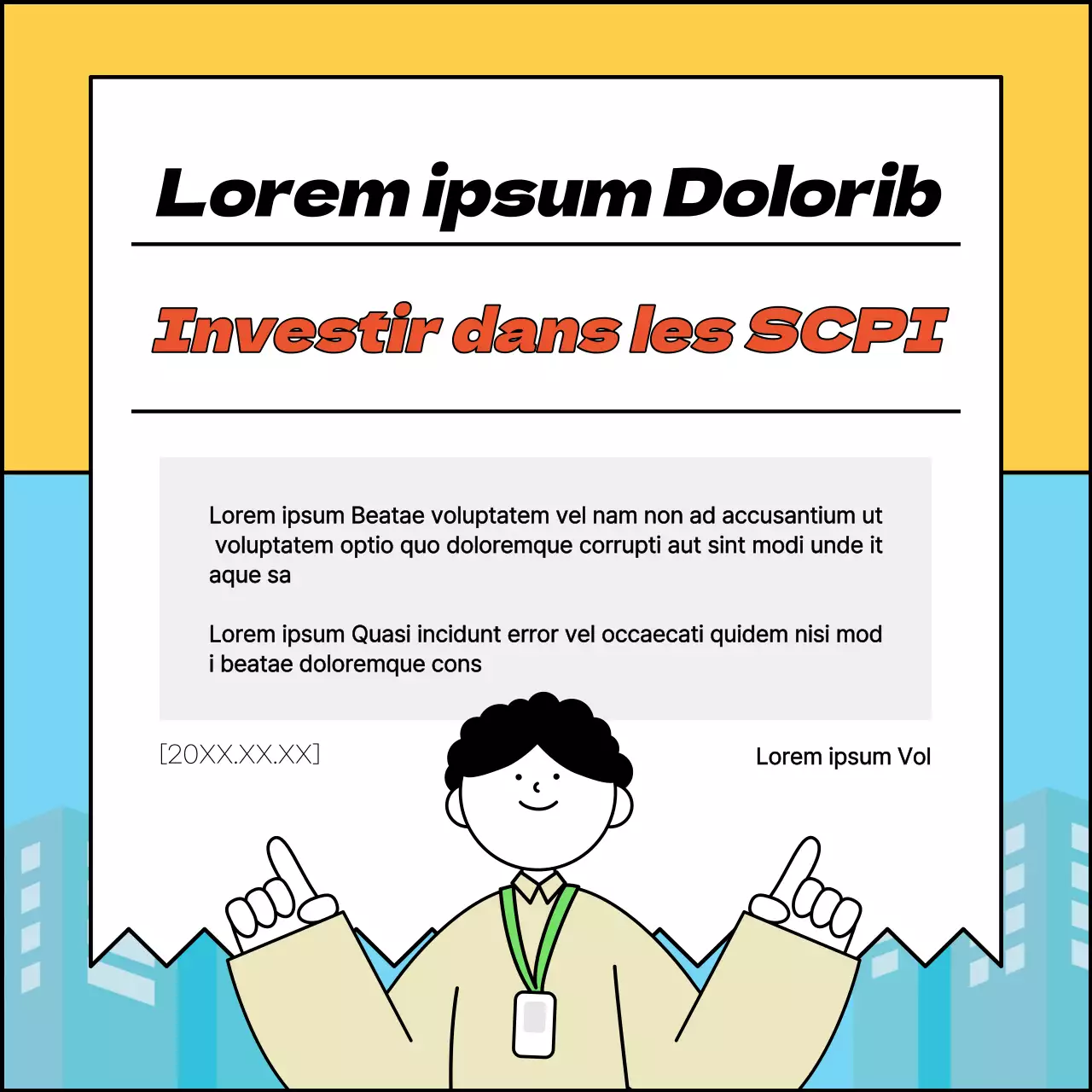 Un guide simple, jaune et bleu clair, de l'investissement immobilier dans les FPI